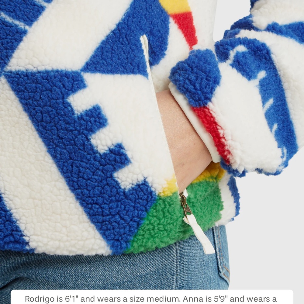 Geometric Fleece Jacket with Bold Colors - Picture 6 of 8